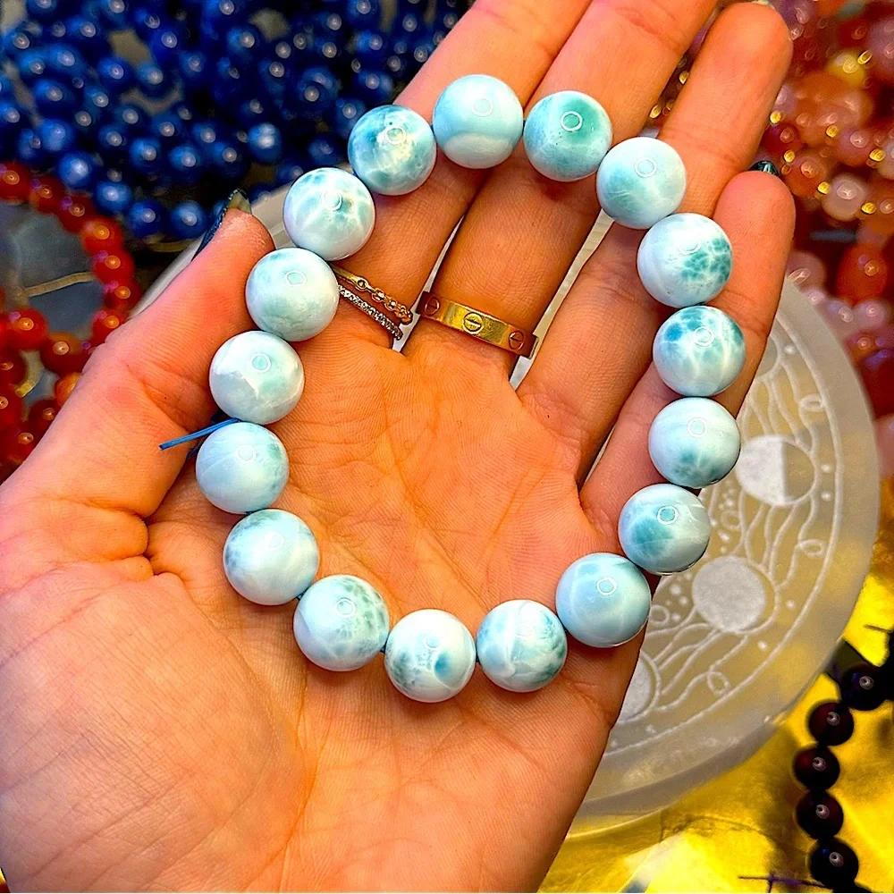 Larimar AAA Stretchy Bracelet 12.5mm - Picture 3 of 4